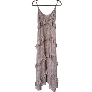 Altar’d State Dainty Floral Ruffle Midi Dress in Lavender Purple Size Small